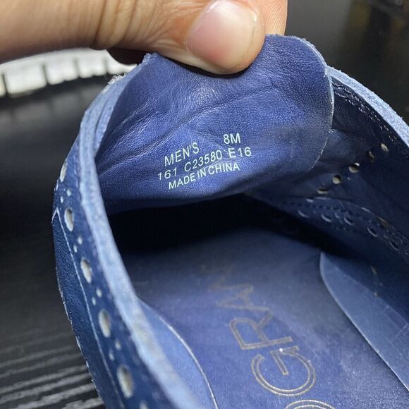 Cole Haan ZeroGrand Wingtip C23580 Blue Leather Oxford Shoes Men’s Sz 8 - Picture 8 of 10